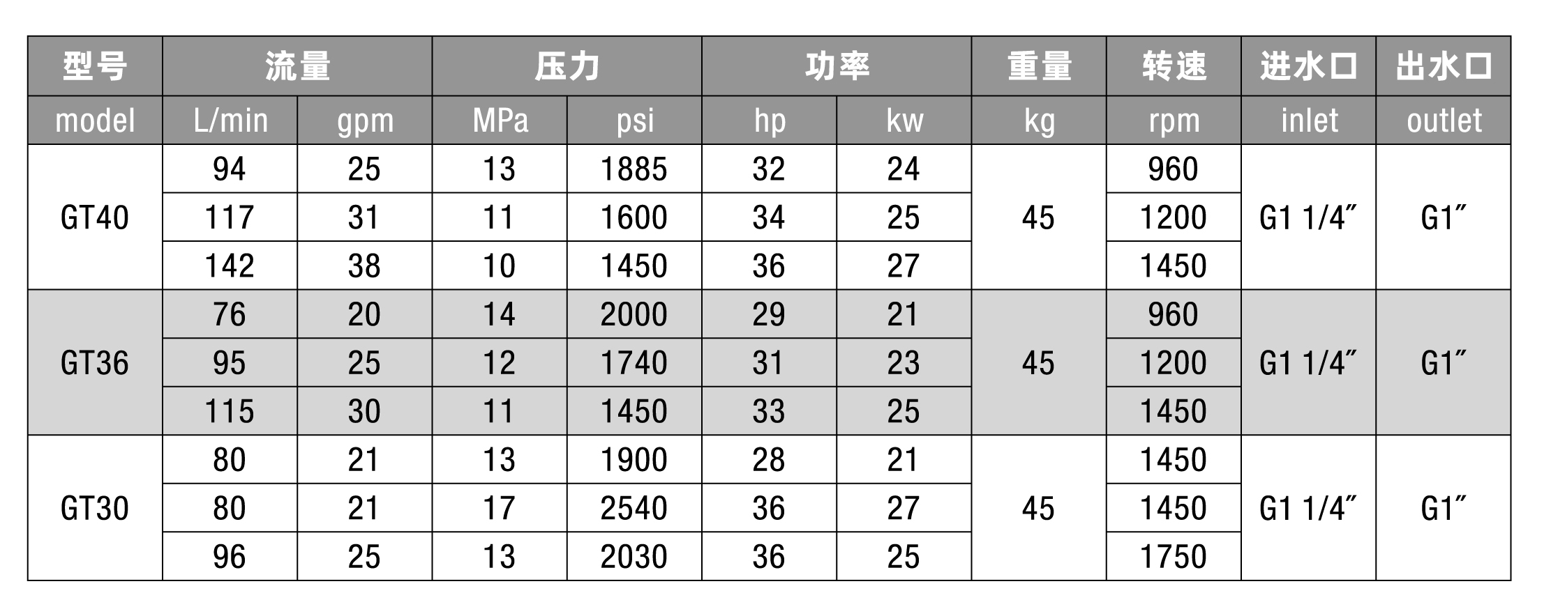 High Pressure Pump GT series