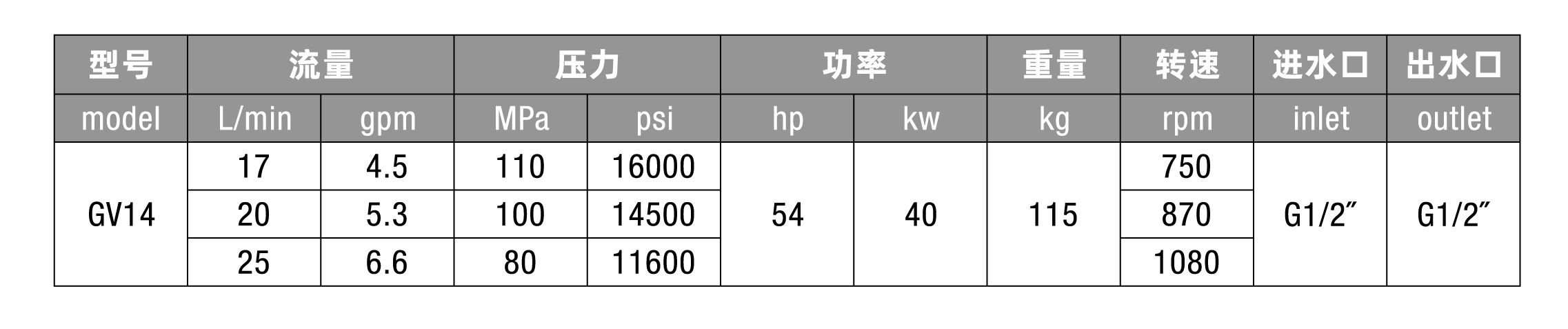 High Pressure Pump GV series